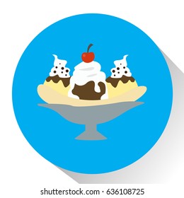 Isolated ice cream on a colored button, Vector illustration