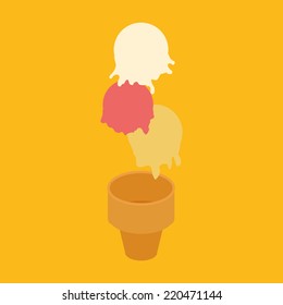 an isolated ice cream on a yellow background