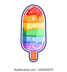 Isolated ice cream rainbow sticker vector illustration