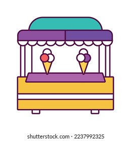 Isolated ice cream shop tent amusement park icon Vector