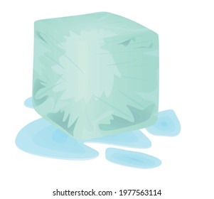 Isolated ice cube melting. vector illustration