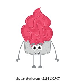 Isolated icecream sundae cartoon kawaii Vector