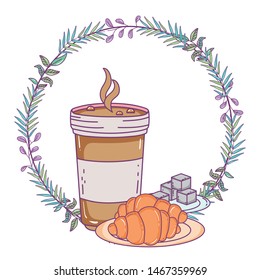 Isolated iced coffee glass vector design
