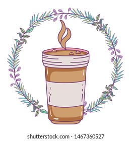 Isolated iced coffee glass vector design