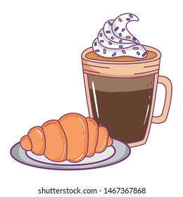 Isolated iced coffee glass vector design