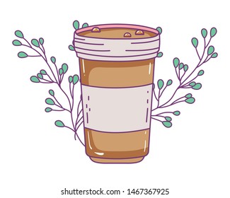Isolated iced coffee glass vector design
