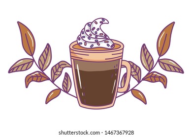 Isolated iced coffee glass vector design