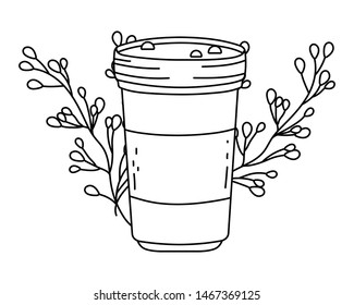 Isolated iced coffee glass vector design