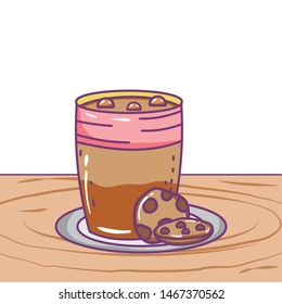 Isolated iced coffee glass vector design