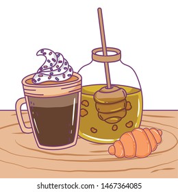 Isolated iced coffee and honey vector design