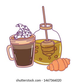 Isolated iced coffee and honey vector design