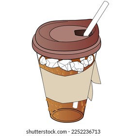 Isolated iced coffee on a white background, coffee cup, Vector illustration