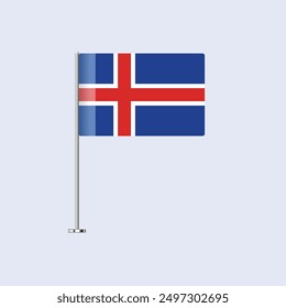 Isolated Iceland Table Flag on Pole, Icelandic Flag Vector Design for Print and Web