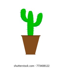 Isolated icon with a cactus and a flower pot. vector, illustration.