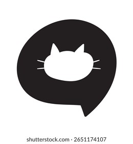 Isolated icon. Cat head inside speech bubble. Vector design illustration on white background.