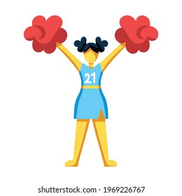 Isolated icon of a cheerleader with pompoms