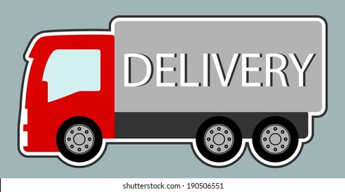 isolated icon delivery truck with red cabin