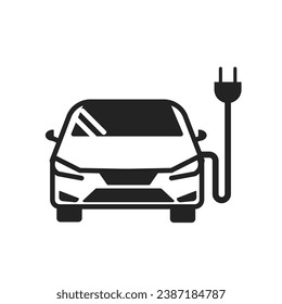 Isolated icon design for rectangle charging station for electric car and battery powered vehicle with illustration modern car cable and electric plug