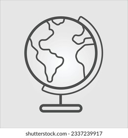 Isolated icon of a desktop earth globe showing the Americas with editable stroke