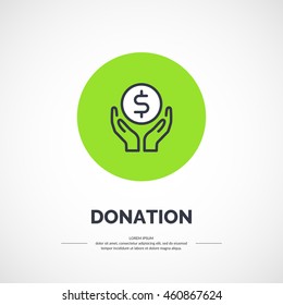 Isolated Icon Of Donations Of Money, Aid And Charity.