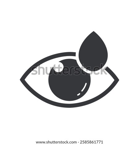 Isolated icon drop water on eyeball, eye medic sign, vision, sight pictogram sign