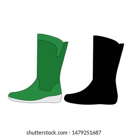 isolated, icon female long boot, green