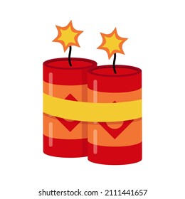 Isolated icon of festive traditional Chinese string of firecrackers. Spring festival celebration! Vector illustration