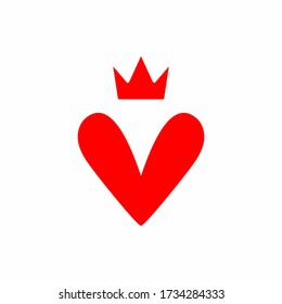 Isolated icon of heart and crown. Vector illustration.