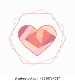 isolated icon with heart in patchwork style
