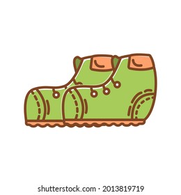 Isolated icon of hiking boot for camping and hiking. Suitable for scrapbooking, posters, labels, stickers. Vector illustration.