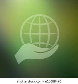 isolated icon of a human hand holding a globe, the symbol of save planet earth