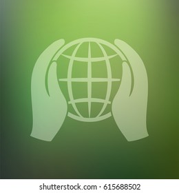 Isolated icon of human hands holding Earth, save earth concept vector illustration
