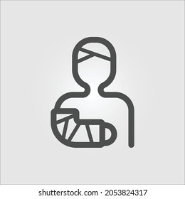 Isolated icon of an injured person representing personal accident