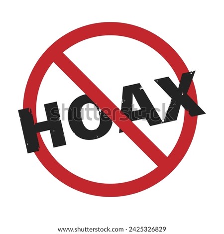 Isolated icon label of old grungy no hoax, do not share fake news
