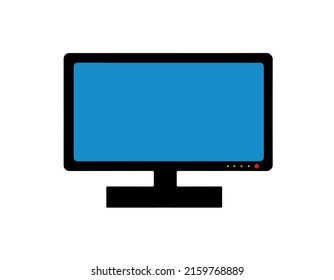 Isolated icon on the desktop of the computer. Blue TV screen. Vector EPS10.