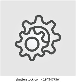 Isolated icon of a pair of gears