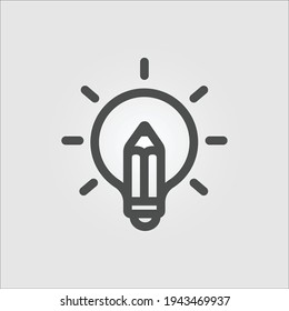 Isolated icon of a pencil over a light bulb representing the creation of an idea