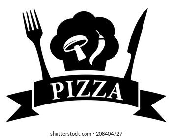 isolated icon - pizza symbol with chef hat