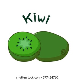 Isolated icon of raw kiwi with name