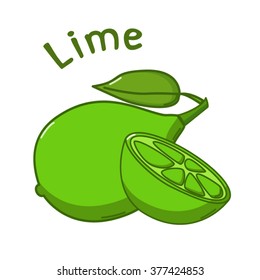 Isolated icon of raw lime with name