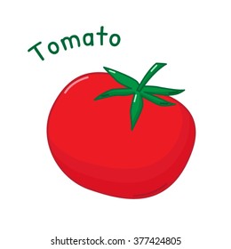 Isolated icon of raw tomato with name