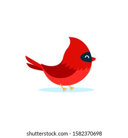 Isolated icon of a red cardinal on a white background. Flat vector illustration.