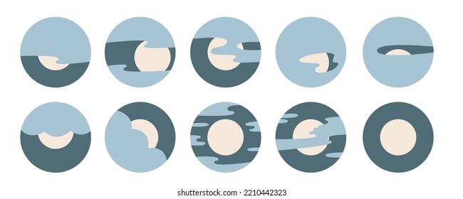 Isolated icon set moon in a circle.