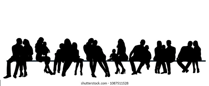 isolated, icon, silhouette of seven sitting