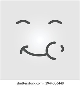 Isolated icon of a smiling face chewing