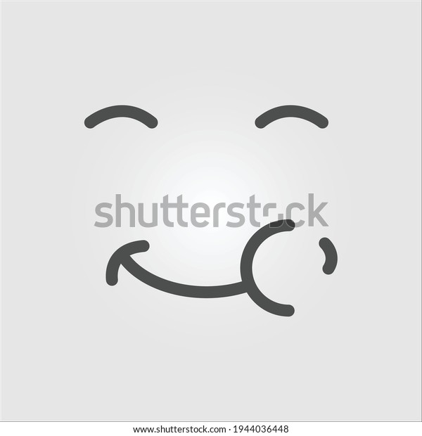 Isolated icon of a smiling\
face chewing