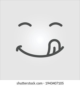 Isolated icon of a smiling face licking their lips representing something tasty