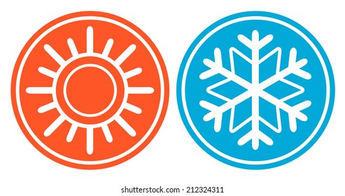 isolated icon with snowflake and sun - season specific icon