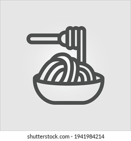 Isolated icon of a spaghetti portion with a fork