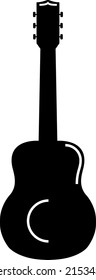 Isolated icon, standard shape acoustic guitar outline